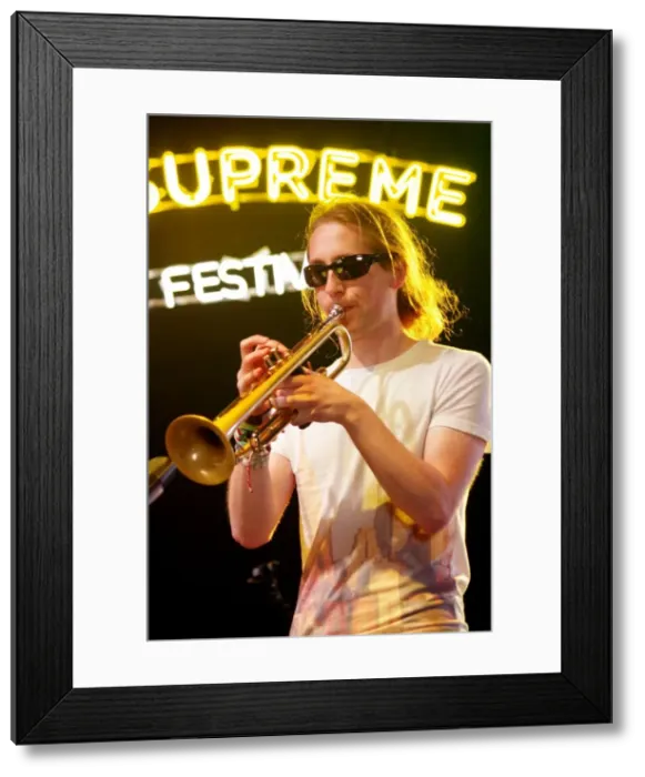 Framed Print : Joe Jackson, Love Supreme Jazz Festival, Glynde Place, East Sussex, 2014. Artist: Brian O Connor