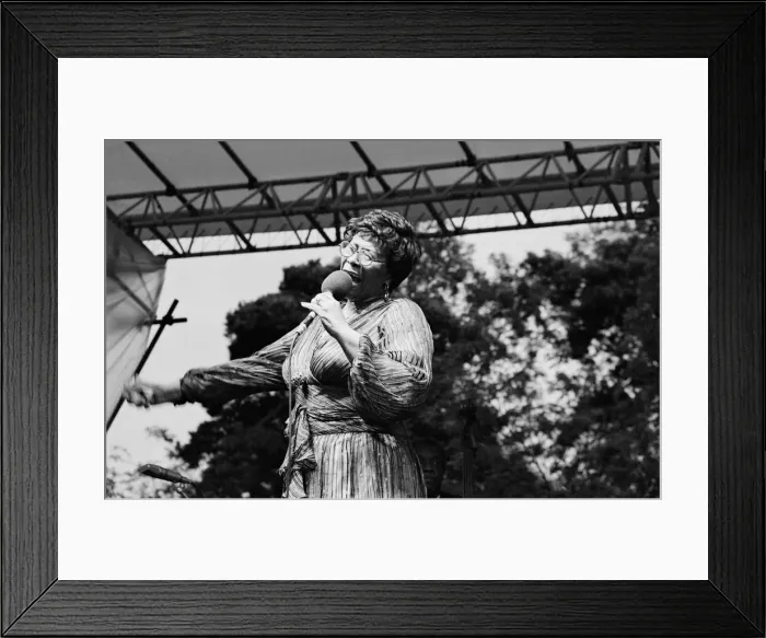 Framed Print : Ella Fitzgerald, Capital Jazz Festival, Knebworth, 1981. Artist: Brian O Connor Framed Print : Ella Fitzgerald, Capital Jazz Festival, Knebworth, 1981. Artist: Brian O Connor