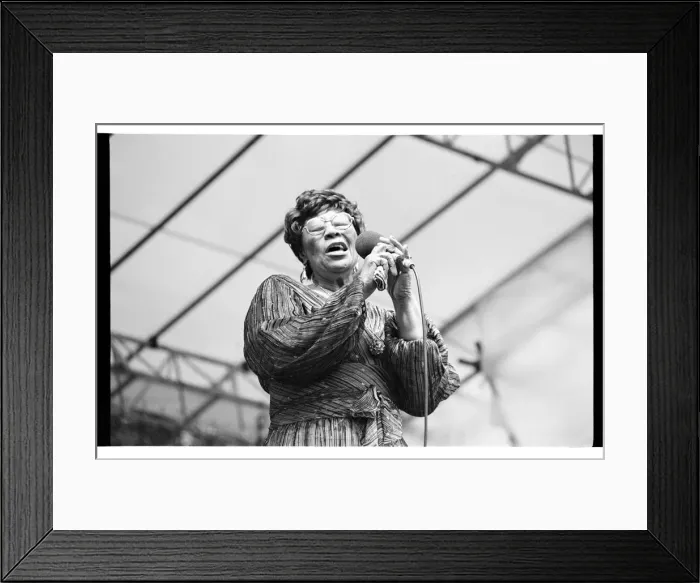 Framed Print : Ella Fitzgerald, Capital Jazz Festival, Knebworth, 1981. Artist: Brian O Connor Framed Print : Ella Fitzgerald, Capital Jazz Festival, Knebworth, 1981. Artist: Brian O Connor