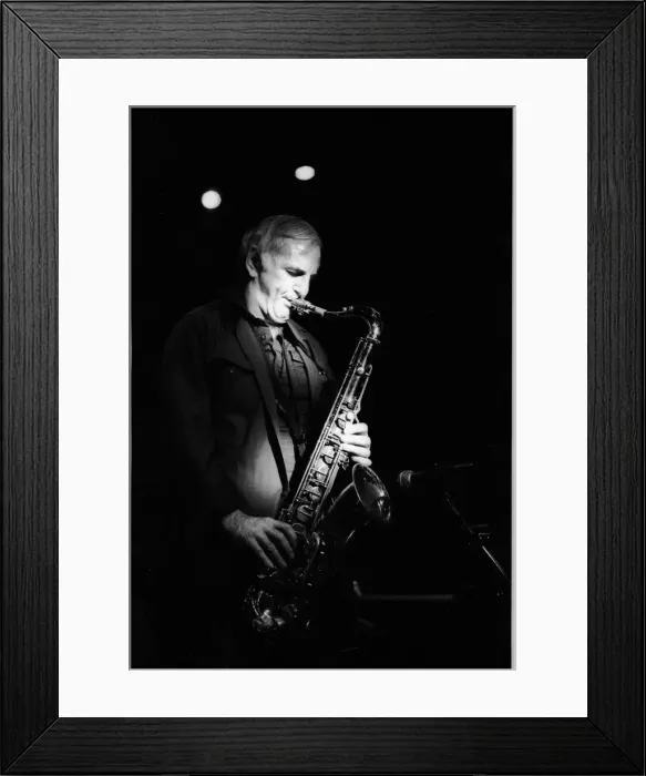 Framed Print : Ronnie Scott, Ronnie Scotts, 1980. Artist: Brian O Connor Framed Print : Ronnie Scott, Ronnie Scotts, 1980. Artist: Brian O Connor