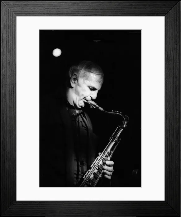Framed Print : Ronnie Scott, Ronnie Scotts, 1980. Artist: Brian O Connor Framed Print : Ronnie Scott, Ronnie Scotts, 1980. Artist: Brian O Connor