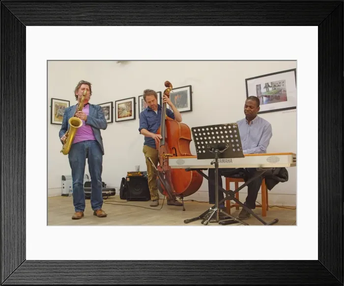 Framed Print : Basil Hodge, Ed Jones and Riaan Vosloo, Clock Tower Cafe, Croydon, London, 2015. Artist