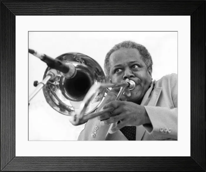 Framed Print : Slide Hampton, Pendley, 1985. Artist: Brian O Connor Framed Print : Slide Hampton, Pendley, 1985. Artist: Brian O Connor