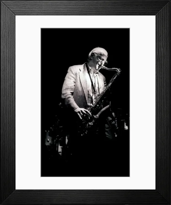 Framed Print : Ronnie Scott, Ronnie Scotts, Soho, London, 1994. Artist: Brian O Connor Framed Print : Ronnie Scott, Ronnie Scotts, Soho, London, 1994. Artist: Brian O Connor