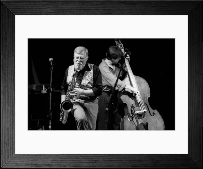 Framed Print : Lew Tabackin and Philippe Aerts, Brecon Jazz Festival, Brecon, Powys, Wales, 1999 Framed Print : Lew Tabackin and Philippe Aerts, Brecon Jazz Festival, Brecon, Powys, Wales, 1999