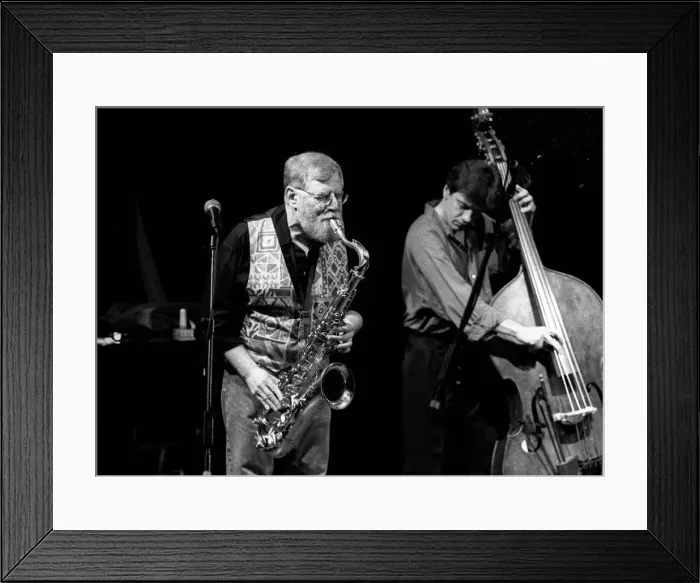 Framed Print : Lew Tabackin and Philippe Aerts, Brecon Jazz Festival, Brecon, Powys, Wales, 1999 Framed Print : Lew Tabackin and Philippe Aerts, Brecon Jazz Festival, Brecon, Powys, Wales, 1999
