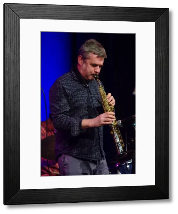 Framed Print : Mark Lockheart, Ropetackle Arts Centre, Shoreham, West Sussex, Jan 2016. Artist: Brian O Connor