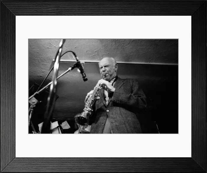 Framed Print : Herb Geller, Bass Clef, London, April 1990. Artist: Brian O Connor Framed Print : Herb Geller, Bass Clef, London, April 1990. Artist: Brian O Connor