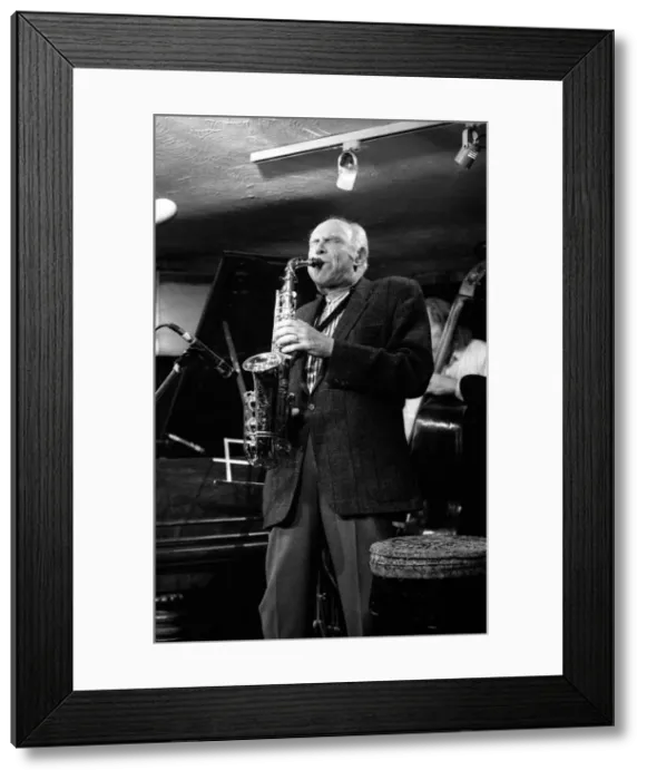 Framed Print : Herb Geller, Bass Clef, London, April 1990. Artist: Brian O Connor Framed Print : Herb Geller, Bass Clef, London, April 1990. Artist: Brian O Connor
