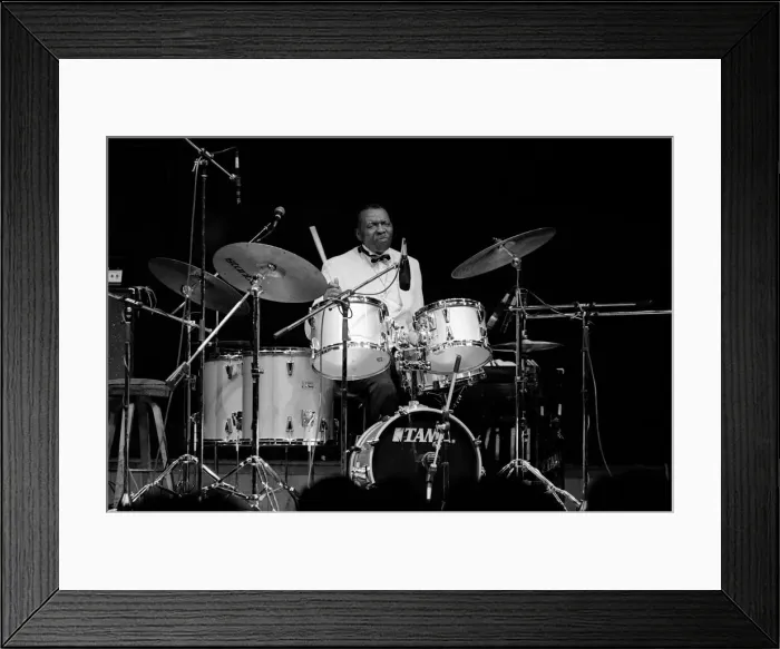 Framed Print : Elvin Jones, Fairfield Halls, Croydon, Surrey, November, 1987. Artist: Brian O Connor Framed Print : Elvin Jones, Fairfield Halls, Croydon, Surrey, November, 1987. Artist: Brian O Connor