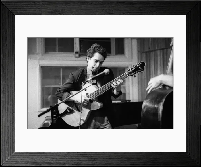 Framed Print : Howard Alden, Tenor Clef, July 1992. Artist: Brian O Connor Framed Print : Howard Alden, Tenor Clef, July 1992. Artist: Brian O Connor