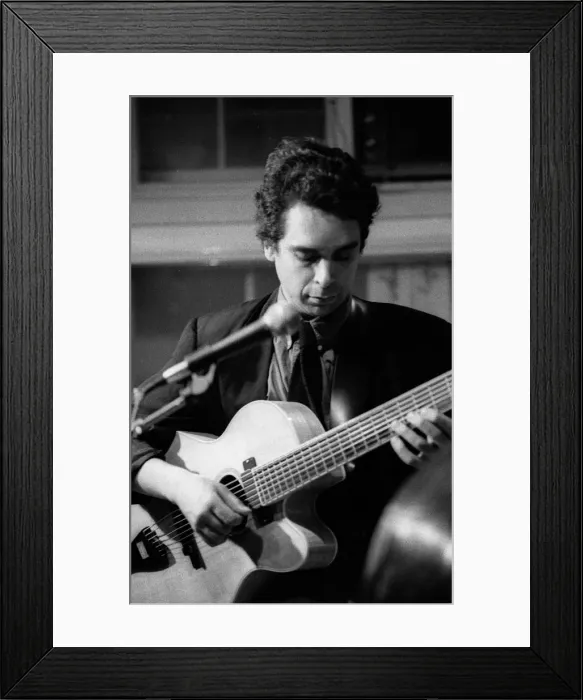 Framed Print : Howard Alden, Tenor Clef, July 1992. Artist: Brian O Connor Framed Print : Howard Alden, Tenor Clef, July 1992. Artist: Brian O Connor