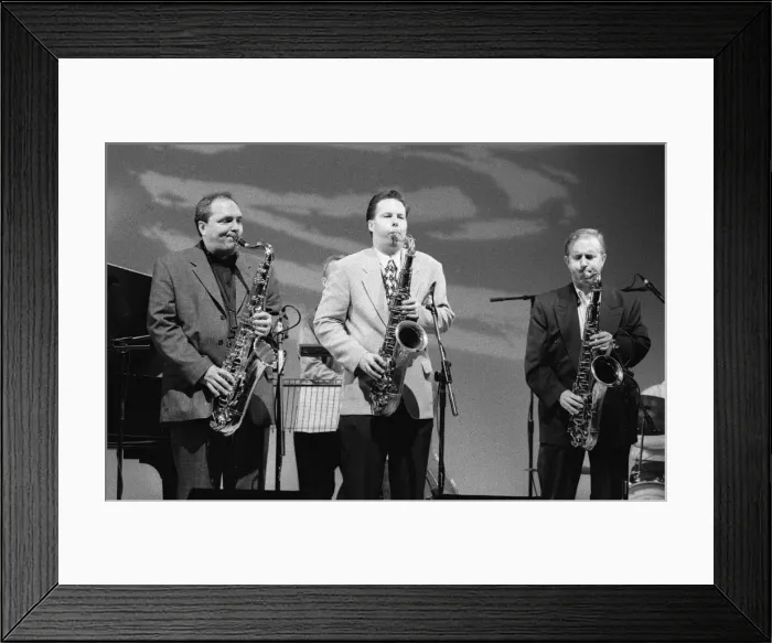 Framed Print : Ken Peplowski, Scot Hamilton and Harry Allen, Brecon Jazz Festival, Powys, Wales, Aug 1998