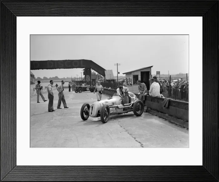 Framed Print : Kay Petre in an Austin 7 works team racing car, Brooklands, 1937. Artist: Bill Brunell Framed Print : Kay Petre in an Austin 7 works team racing car, Brooklands, 1937. Artist: Bill Brunell