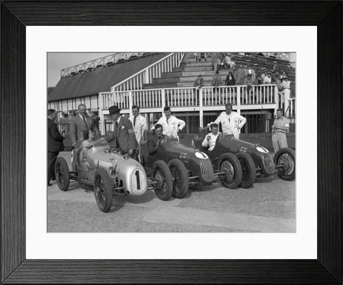 Framed Print : Austin 7 works team, Brooklands 1937. Artist: Bill Brunell Framed Print : Austin 7 works team, Brooklands 1937. Artist: Bill Brunell