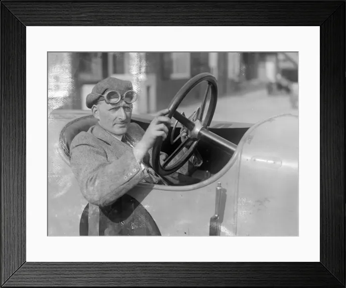 Framed Print : RJ Sully behind the wheel of a HE 14 / 40, Brooklands. Artist: Bill Brunell Framed Print : RJ Sully behind the wheel of a HE 14 / 40, Brooklands. Artist: Bill Brunell