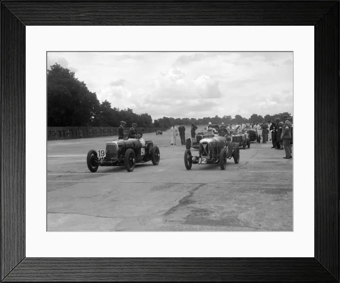 Framed Print : Aston Martins, Salmson and MG at the start of the LCC Relay GP, Brooklands, 25 July 1931 Framed Print : Aston Martins, Salmson and MG at the start of the LCC Relay GP, Brooklands, 25 July 1931