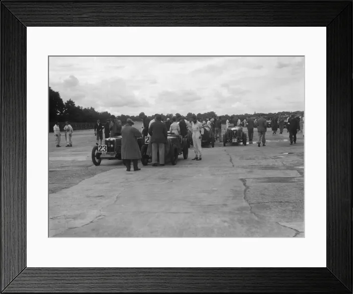 Framed Print : MG and Austin 7 at the LCC Relay GP, Brooklands, 25 July 1931. Artist: Bill Brunell Framed Print : MG and Austin 7 at the LCC Relay GP, Brooklands, 25 July 1931. Artist: Bill Brunell