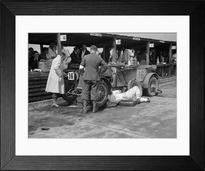 Framed Print : Mechanic working on a Lea Francis J type at the JCC Double Twelve race, Brooklands, May 1931 Framed Print : Mechanic working on a Lea Francis J type at the JCC Double Twelve race, Brooklands, May 1931