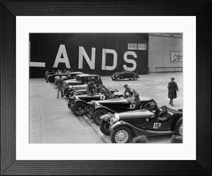 Framed Print : Cars on the start line at the MCC Members Meeting, Brooklands, 10 September 1938 Framed Print : Cars on the start line at the MCC Members Meeting, Brooklands, 10 September 1938