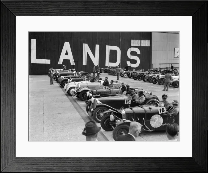 Framed Print : Cars on the start line at the MCC Members Meeting, Brooklands, 10 September 1938 Framed Print : Cars on the start line at the MCC Members Meeting, Brooklands, 10 September 1938