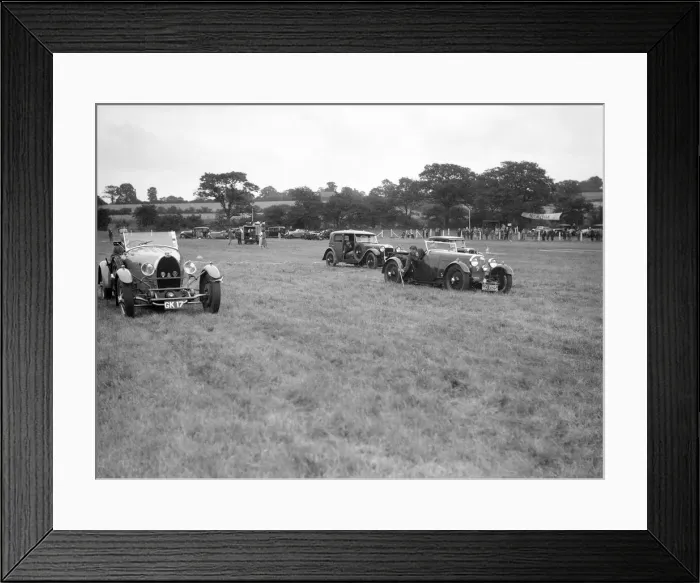 Framed Print : Bugatti Type 43, Aston Martin and Alvis FWD at the Bugatti Owners Club gymkhana, 5 July 1931 Framed Print : Bugatti Type 43, Aston Martin and Alvis FWD at the Bugatti Owners Club gymkhana, 5 July 1931