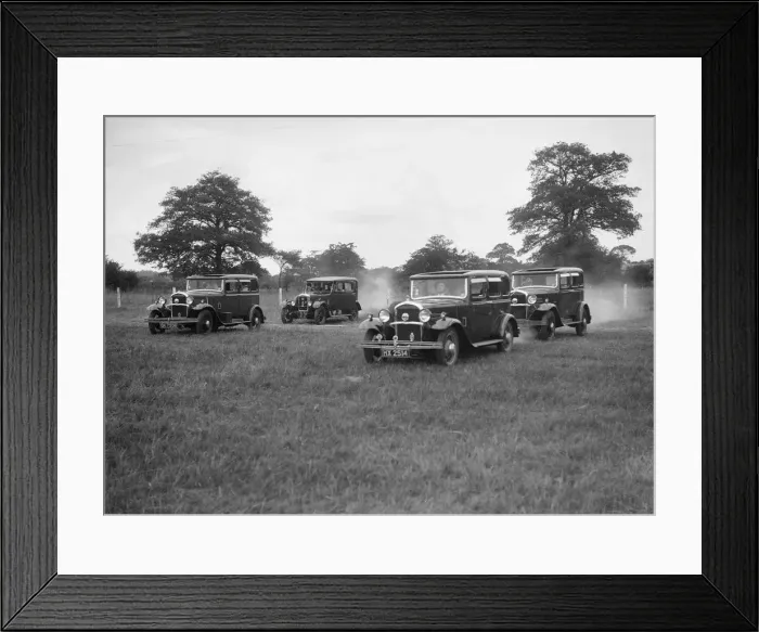 Framed Print : Three Singer Super Sixes and a Singer Senior at the Bugatti Owners Club gymkhana, 5 July 1931 Framed Print : Three Singer Super Sixes and a Singer Senior at the Bugatti Owners Club gymkhana, 5 July 1931