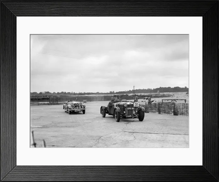 Framed Print : AP Watsons Lagonda and AS Lustys Riley Lynx at the chicane, JCC Members Day, Brooklands, 1939 Framed Print : AP Watsons Lagonda and AS Lustys Riley Lynx at the chicane, JCC Members Day, Brooklands, 1939