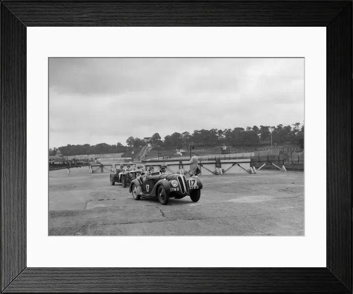 Framed Print : Frazer-Nash BMW 328 and Riley at the chicane, JCC Members Day, Brooklands, 1939. Artist Framed Print : Frazer-Nash BMW 328 and Riley at the chicane, JCC Members Day, Brooklands, 1939. Artist