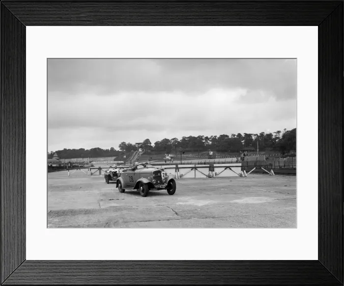Framed Print : J Clelands Ford V8 and JH Barkers Riley Lynx at the chicane, JCC Members Day, Brooklands, 1939 Framed Print : J Clelands Ford V8 and JH Barkers Riley Lynx at the chicane, JCC Members Day, Brooklands, 1939