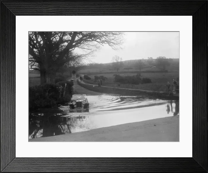 Framed Print : MG Magnette driving through a ford during a motoring trial, 1936. Artist: Bill Brunell Framed Print : MG Magnette driving through a ford during a motoring trial, 1936. Artist: Bill Brunell