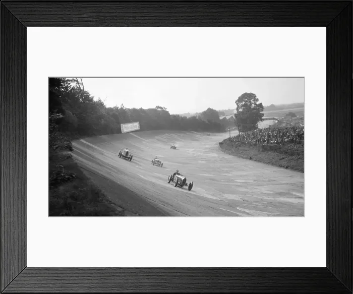 Framed Print : Bugatti Type 54 leading a Talbot 90 on the banking at Brooklands, 1930s. Artist: Bill Brunell Framed Print : Bugatti Type 54 leading a Talbot 90 on the banking at Brooklands, 1930s. Artist: Bill Brunell
