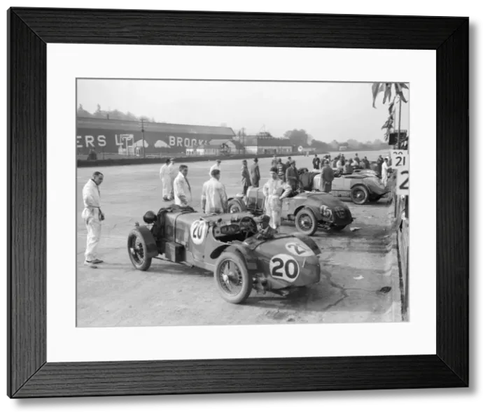 Framed Print : Alvis and Lea-Francis cars at the JCC Double Twelve race, Brooklands, 8 / 9 May 1931 Framed Print : Alvis and Lea-Francis cars at the JCC Double Twelve race, Brooklands, 8 / 9 May 1931
