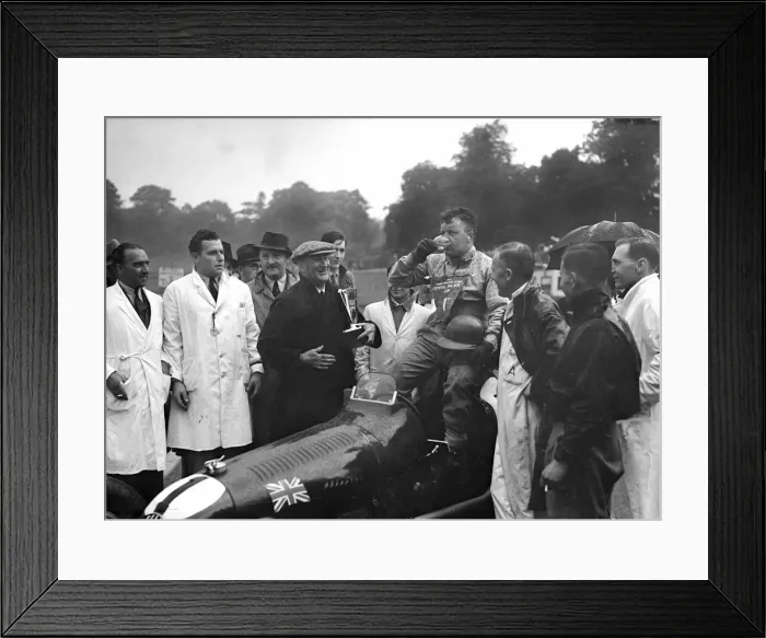 Framed Print : Bert Hadley and his winning Austin car, Imperial Trophy, Crystal Palace, 1939. Artist: Bill Brunell Framed Print : Bert Hadley and his winning Austin car, Imperial Trophy, Crystal Palace, 1939. Artist: Bill Brunell