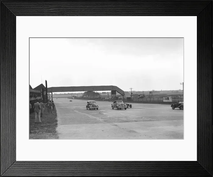 Framed Print : Two Ford V8s and a MG PB at the MCC Members Day, Brooklands, 1938 or 1939. Artist: Bill Brunell Framed Print : Two Ford V8s and a MG PB at the MCC Members Day, Brooklands, 1938 or 1939. Artist: Bill Brunell