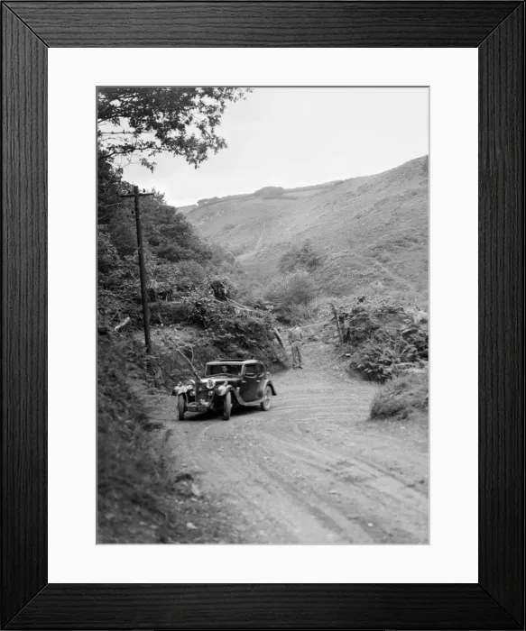 Framed Print : 1934 Riley Falcon saloon taking part in a motoring trial in Devon, late 1930s. Artist: Bill Brunell Framed Print : 1934 Riley Falcon saloon taking part in a motoring trial in Devon, late 1930s. Artist: Bill Brunell
