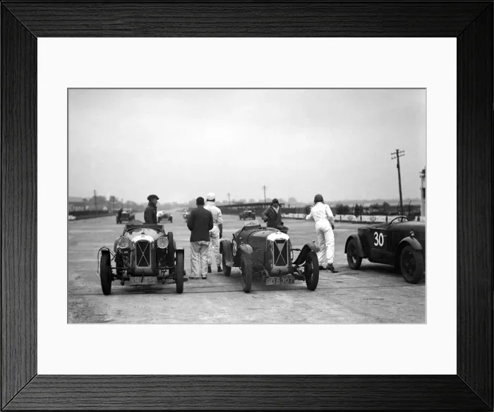 Framed Print : Two Salmson cars on the start line at a JCC Members Day, Brooklands. Artist: Bill Brunell Framed Print : Two Salmson cars on the start line at a JCC Members Day, Brooklands. Artist: Bill Brunell