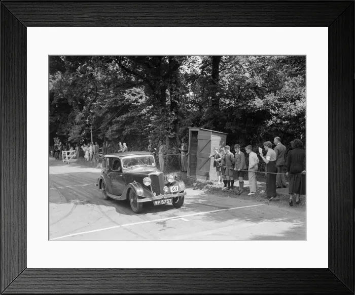 Framed Print : LA Fortys Riley Falcon at the MCC Torquay Rally, July 1937. Artist: Bill Brunell Framed Print : LA Fortys Riley Falcon at the MCC Torquay Rally, July 1937. Artist: Bill Brunell