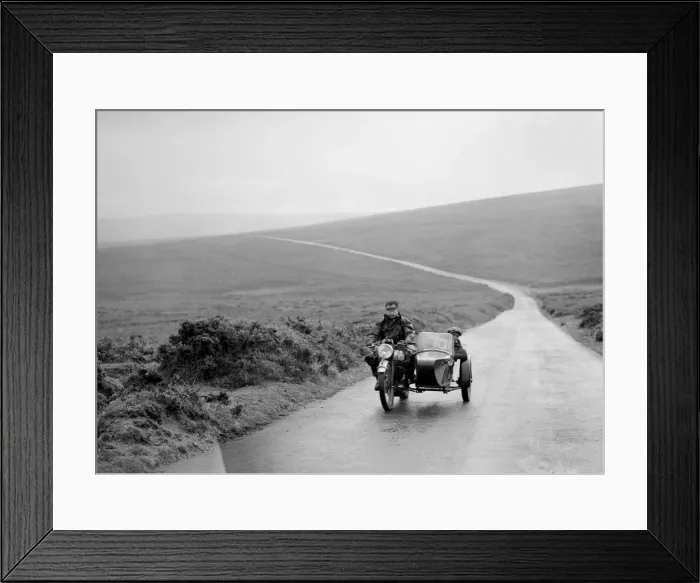 Framed Print : 490 cc Norton and sidecar of FW Osborne, winner of a silver award, MCC Torquay Rally, July 1937 Framed Print : 490 cc Norton and sidecar of FW Osborne, winner of a silver award, MCC Torquay Rally, July 1937