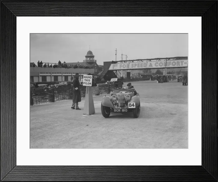 Framed Print : Riley Sprite of Kay Hague competing in the JCC Rally, Brooklands, Surrey, 1939. Artist Framed Print : Riley Sprite of Kay Hague competing in the JCC Rally, Brooklands, Surrey, 1939. Artist