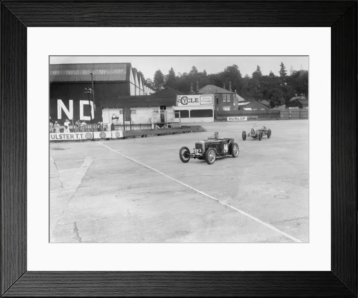 Framed Print : Frazer-Nash of RT Grogan leading Jack Lemon Burtons Bugatti T37, BARC meeting, Brooklands, 1933 Framed Print : Frazer-Nash of RT Grogan leading Jack Lemon Burtons Bugatti T37, BARC meeting, Brooklands, 1933