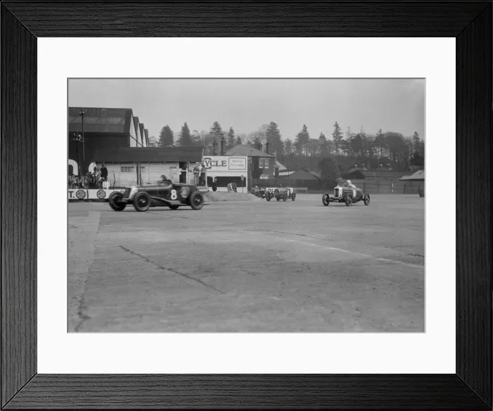 Framed Print : Maserati of Richard Oats leading George Harvey-Nobles Bugatti and a Salmson, Brooklands, 1930s Framed Print : Maserati of Richard Oats leading George Harvey-Nobles Bugatti and a Salmson, Brooklands, 1930s