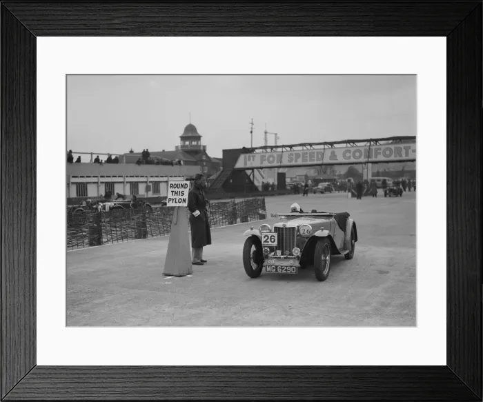 Framed Print : MG TA competing in the JCC Rally, Brooklands, Surrey, 1939. Artist: Bill Brunell