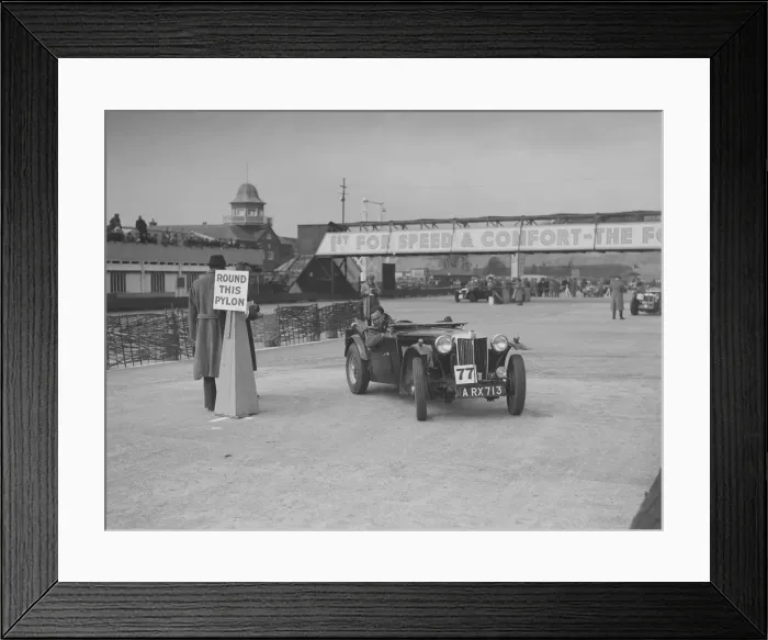 Framed Print : MG TA competing in the JCC Rally, Brooklands, Surrey, 1939. Artist: Bill Brunell Framed Print : MG TA competing in the JCC Rally, Brooklands, Surrey, 1939. Artist: Bill Brunell