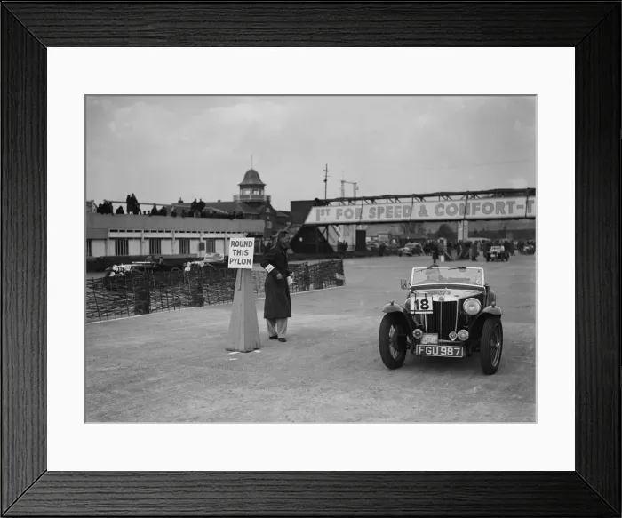 Framed Print : MG TA competing in the JCC Rally, Brooklands, Surrey, 1939. Artist: Bill Brunell Framed Print : MG TA competing in the JCC Rally, Brooklands, Surrey, 1939. Artist: Bill Brunell