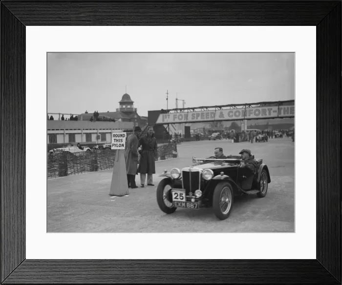 Framed Print : MG TA competing in the JCC Rally, Brooklands, Surrey, 1939. Artist: Bill Brunell Framed Print : MG TA competing in the JCC Rally, Brooklands, Surrey, 1939. Artist: Bill Brunell