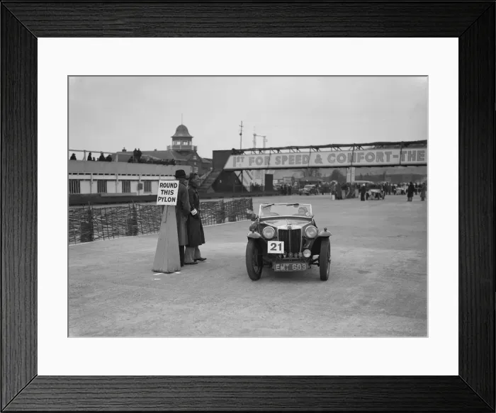 Framed Print : MG TA competing in the JCC Rally, Brooklands, Surrey, 1939. Artist: Bill Brunell Framed Print : MG TA competing in the JCC Rally, Brooklands, Surrey, 1939. Artist: Bill Brunell