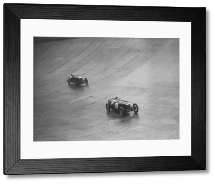 Framed Print : Riley 9 Brooklands and Salmson on the Mountain Circuit at a BARC meeting, Brooklands Framed Print : Riley 9 Brooklands and Salmson on the Mountain Circuit at a BARC meeting, Brooklands