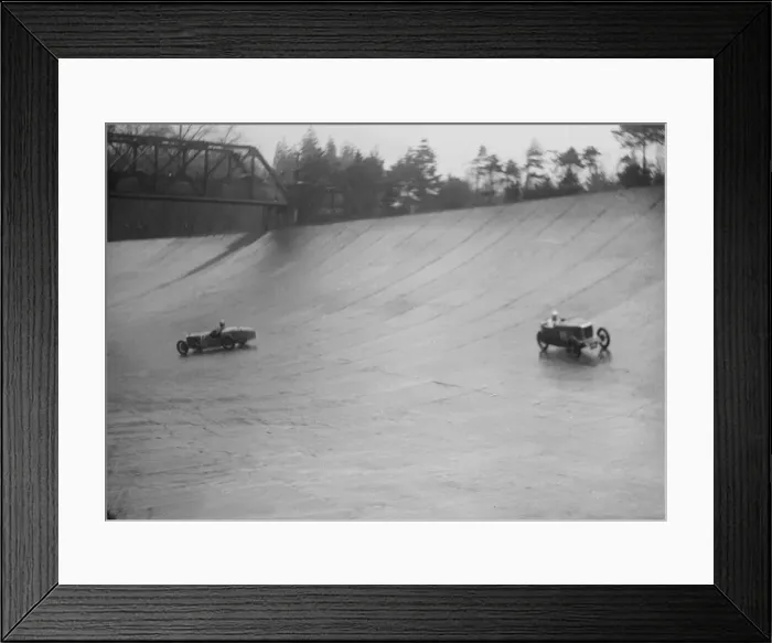 Framed Print : MG M type and Riley 9 Brooklands racing at a BARC meeting, Brooklands, Surrey, 1931 Artist Framed Print : MG M type and Riley 9 Brooklands racing at a BARC meeting, Brooklands, Surrey, 1931 Artist