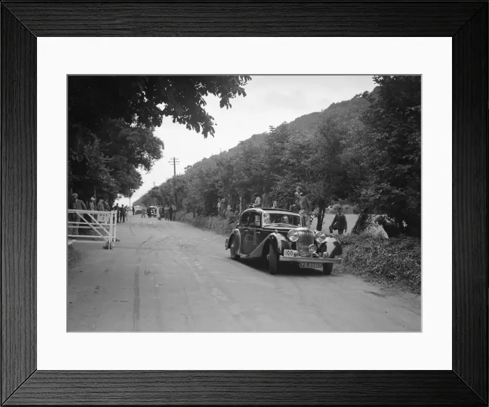 Framed Print : SS Stanleys Jaguar SS competing at the MCC Torquay Rally, July 1937. Artist: Bill Brunell Framed Print : SS Stanleys Jaguar SS competing at the MCC Torquay Rally, July 1937. Artist: Bill Brunell